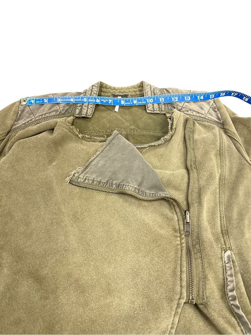 Free People Womens Size Medium Shrunken Moto Jacket Olive Moss Green - Picture 7 of 8